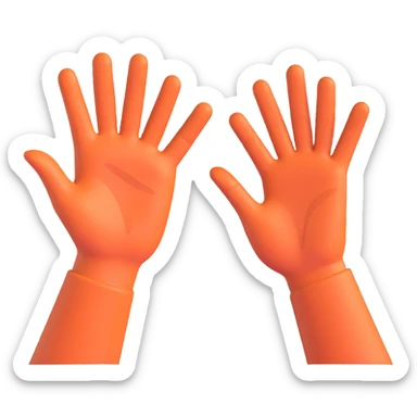 Two open hands in emoji style, tilted to the right as if pushing a swing, with motion lines behind them to show movement. Minimal background, clean cartoon style sticker