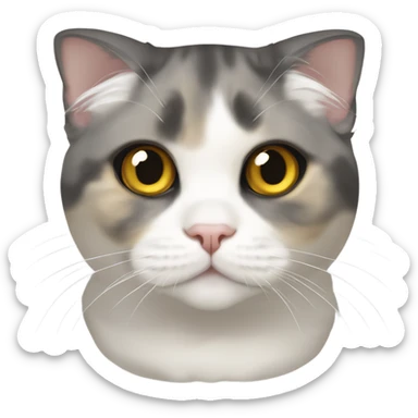 Calico gray white beige Scottish fold with yellow eyes and folded ears sticker
