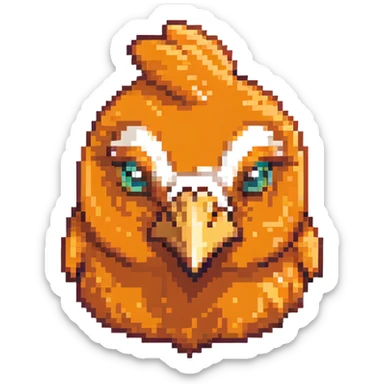 ultra-minimal blocky chicken head emoji with one large white square pixel, extremely simple and abstract, playful, matching Minecraft palette colors sticker