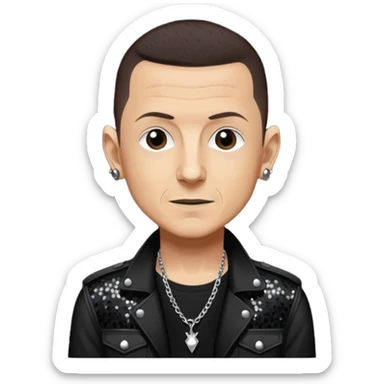 Chester Bennington with dark brown hair, black sequin tour outfit  sticker