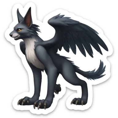 Anthro cool edgy winged animal hybrid full body sticker