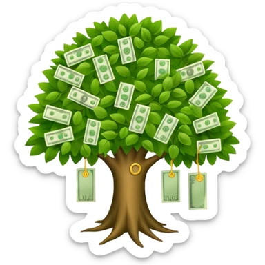 A tree with the leaves with money on it  sticker