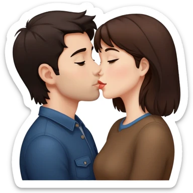 novio morocho con novia castaña él dandole un beso a ella sticker