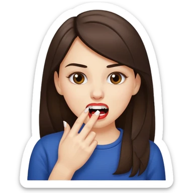 Une fille brune et blanche qui se mord l'ongle avec ses dents comme si elle draguait qqn sticker