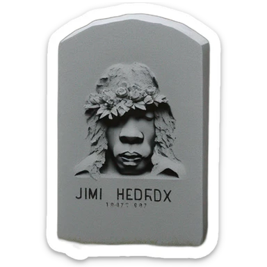 Gravestone that says jimi Hendrix 1942 - 1970 sticker