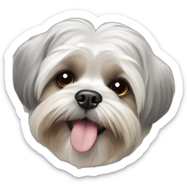 maltese-shih tzu -smile- grey ears sticker
