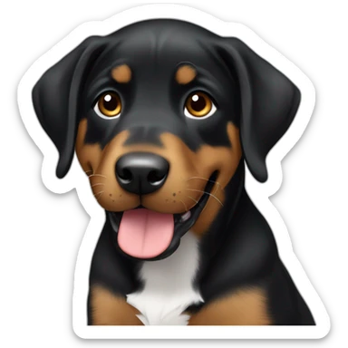 emoji of a black and brown beauceron puppy with white chest and chin making a hungry gesture sticker