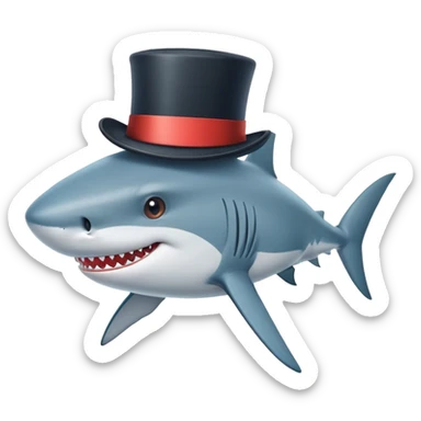 Shark with a top hat sticker