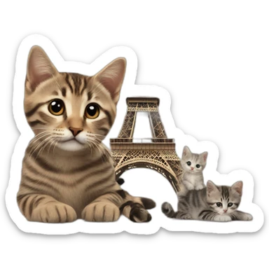Eiffeltower attacked by kittens sticker