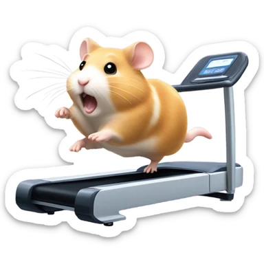 hamster runs on a treadmill sticker