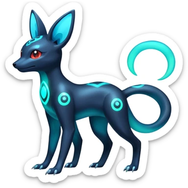 Shiny Aural Iridescent Fluorescent Bioluminescent Umbreon-Amaura-Salandit-Salamence-Genesect-Fakémon-fusion (full body) sticker