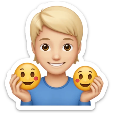 😔 who holds 😄 sticker