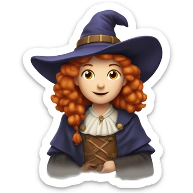 Sorcière mignonne rousse sticker