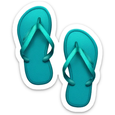 Realistic dark turquoise gradient pair of summer flip flops isolated. sticker