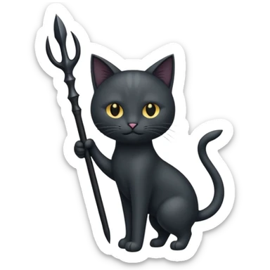 chat démoniaque qui tient un trident sticker