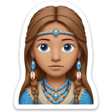 can you make a light native American emoji with light brown hair and blue eyes  sticker