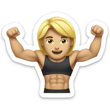 muscular asian personal trainer golden hair sticker