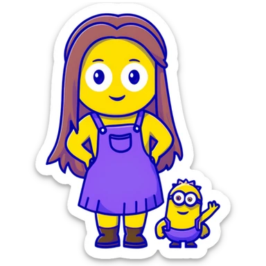cute yellow minion with long girl hair sticker
