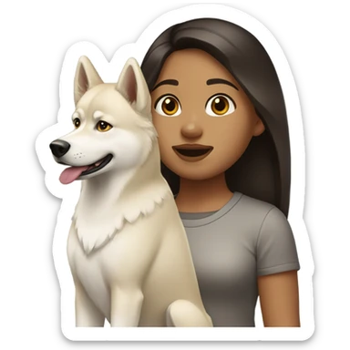 A girl Dark brown  hair next to a light dorée  Husky sticker