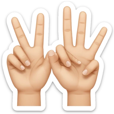 W V as hand signs. 5 fingers on each hand sticker