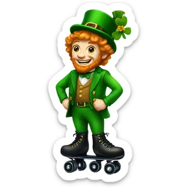 A leprechaun and rollerskates sticker