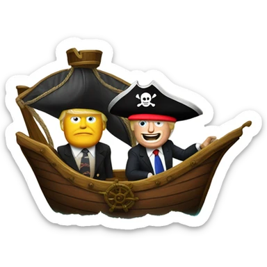 Elon mush and Donald trump on pirate ship  sticker