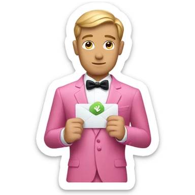 james bond in pink suit carrying an email icon. It's very important for James Bond to carry email sticker