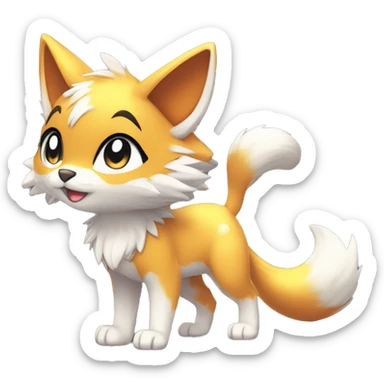 shiny anthro sparkle-furry fur-sona chibi-style cat-fox-Fakémon-hybrid full body sticker