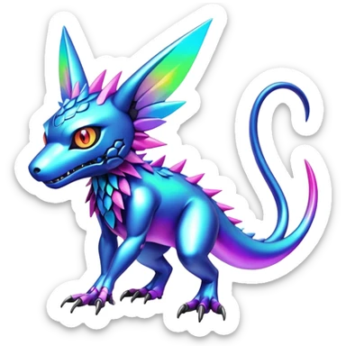  colorful modern cyber-Fakémon-Digimon-Trico-Vernid-creature (full body) sticker