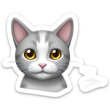 Gato gris y blanco dentro caja de carton sticker