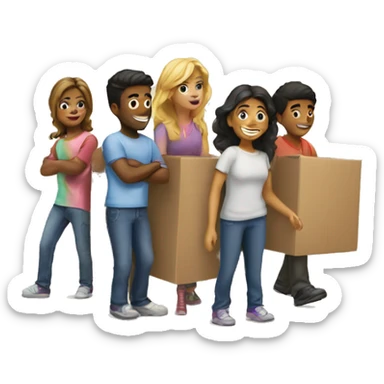 a group of friends helps with the move sticker