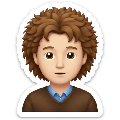 Make a white guy with brown fluffy hair sticker