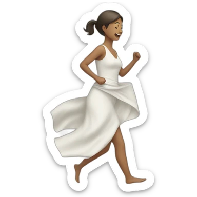 A woman dressing interior cloth, running sticker