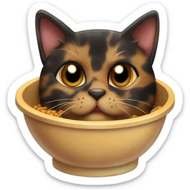 tortoiseshell cat cat food in cat food bowl sticker