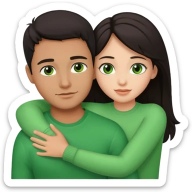 i want a emoji picture of a romantic hug with a latin guy and a dark hair girl with green eyes sticker