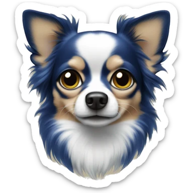 solid cobalt blue long-haired chihuahua face sticker