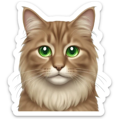 brown long haired cat with one green eye one blue eye sticker