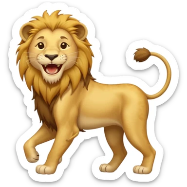 León desnutrido y flaco riéndose  de cuerpo entero sticker