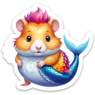 mermaid hamster sticker