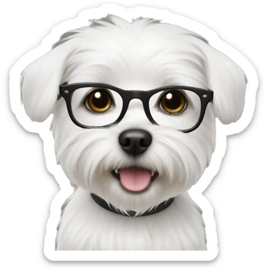 Small white dog with round black rimmed glasses sticker