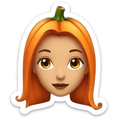 a girls face but her face is also a pumpkin sticker
