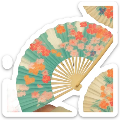 Japan Hand fan rad sticker