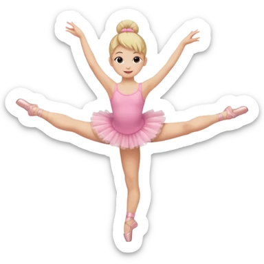 aestethic blonde girl doing ballet, with a pink tutu, bun, with a leg on the floor, and the other one in the air sticker