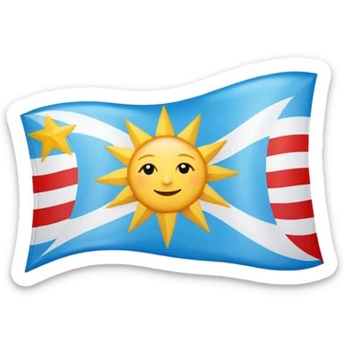 Create a flag proposal for Hispanic America, combining symbolic elements common to Hispanic-American countries:

AZUL CELESTE  
---------------------  
  ★   ★   ★   ★   ★  
     ☀  
---------------------  
VERMELHO  
```  
*(Sol central com estrelas acima, entre faixas azul e vermelha.)*   sticker