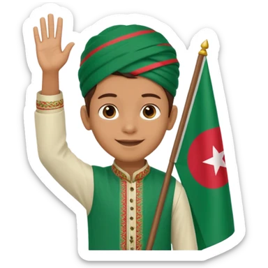 A boy stands with a Bangladeshi flag and greets on the occasion of December 16th. sticker