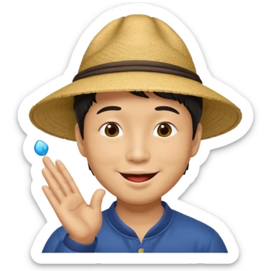 asian man in asian hat blowing a kiss sticker