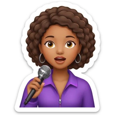 African American girl singing with microphone in her hand Abe music notes everywhere sticker