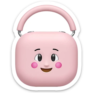 Create a pink happy circle emoji who listens to music on AirPods Max make them always this style 🥹 sticker