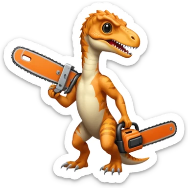 The velociraptor with a chainsaw sticker