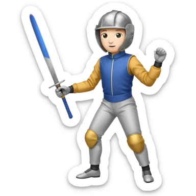 A person wearing fencing equipment from head to toe sticker